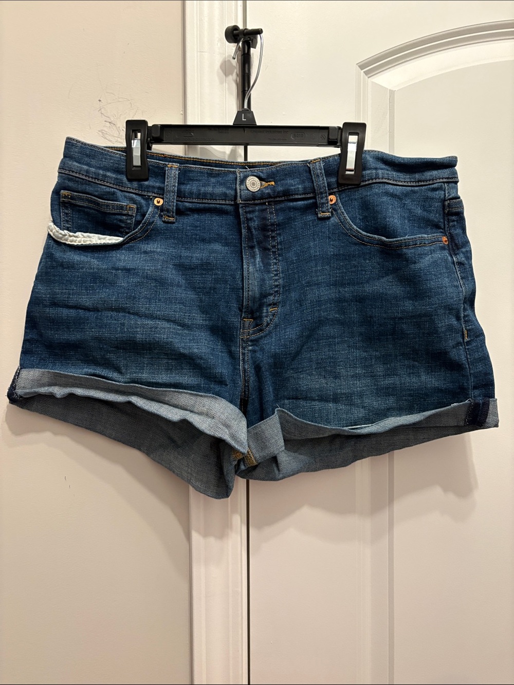 Lucky Brand Dark Blue Rolled Hem Denim Shorts